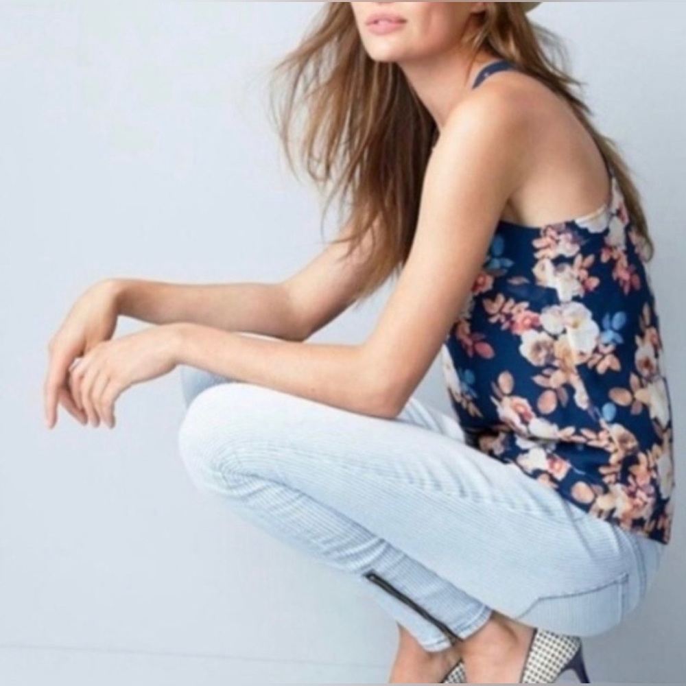 J.Crew Silk Antique Floral Racerback Tank Blouse